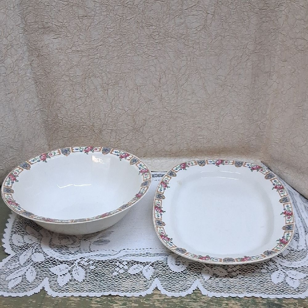 Edwin M. Knowles Vintage China Platter And Bowl Set.‎